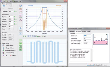 Figure 3. Filter specification in main iFilter dialog and substrate specification 
in technology dialog.